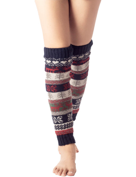 Women's Ballet Dancer Stitching Holiday Pattern Stretchy Leg Warmer