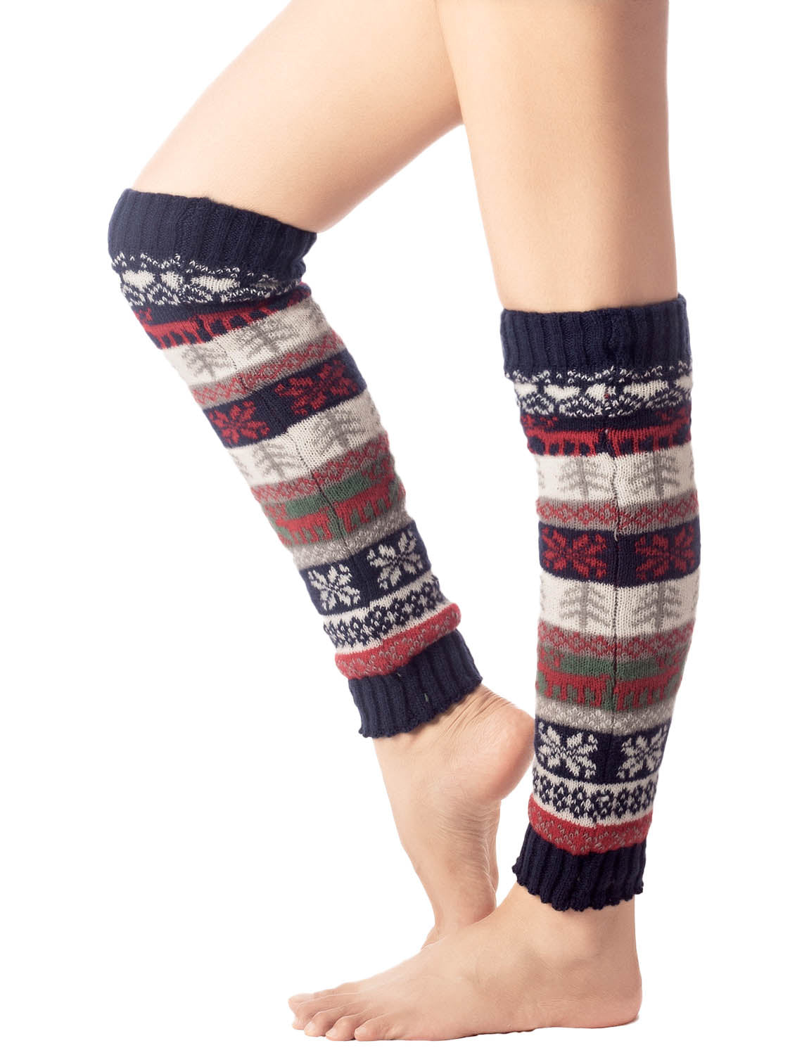 Women's Ballet Dancer Stitching Holiday Pattern Stretchy Leg Warmer