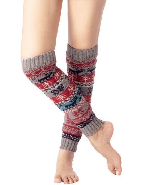 Women's Ballet Dancer Stitching Holiday Pattern Stretchy Leg Warmer