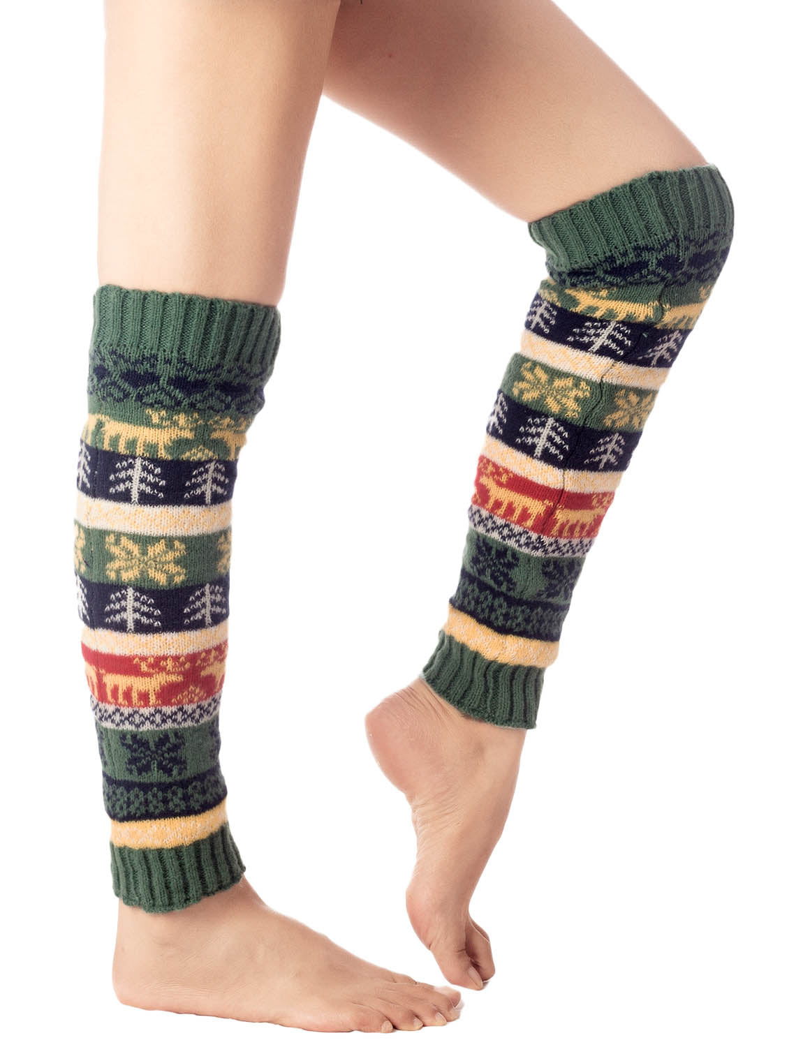 Women's Ballet Dancer Stitching Holiday Pattern Stretchy Leg Warmer