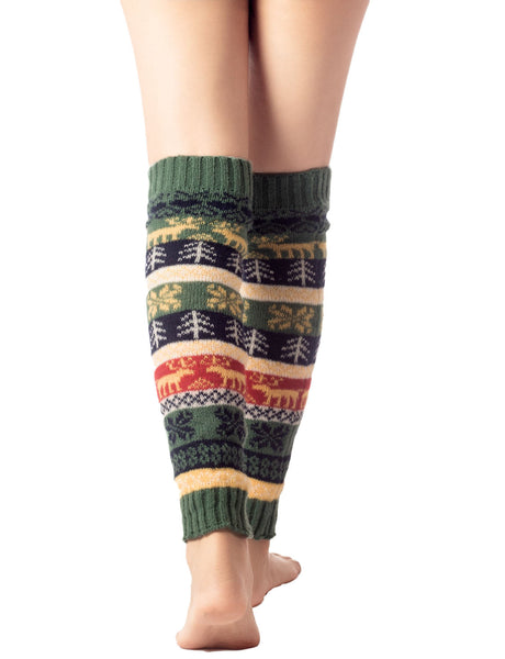 Women's Ballet Dancer Stitching Holiday Pattern Stretchy Leg Warmer