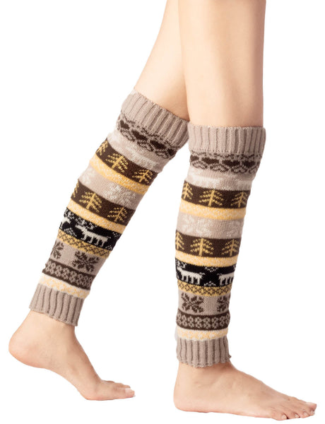 Women's Ballet Dancer Stitching Holiday Pattern Stretchy Leg Warmer