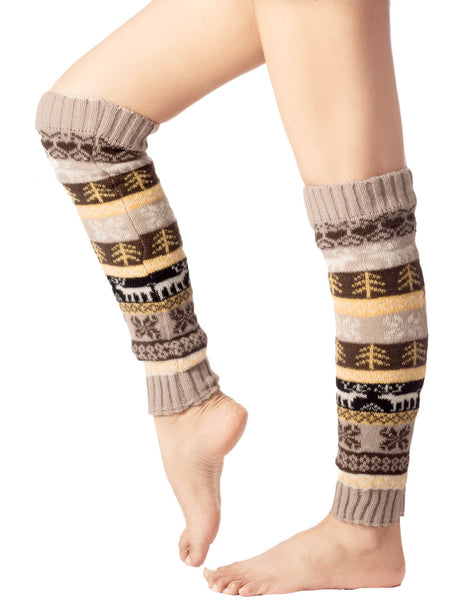 Women's Ballet Dancer Stitching Holiday Pattern Stretchy Leg Warmer