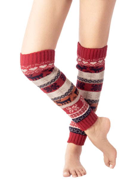 Women's Ballet Dancer Stitching Holiday Pattern Stretchy Leg Warmer