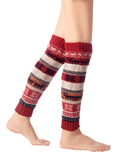 Women's Ballet Dancer Stitching Holiday Pattern Stretchy Leg Warmer