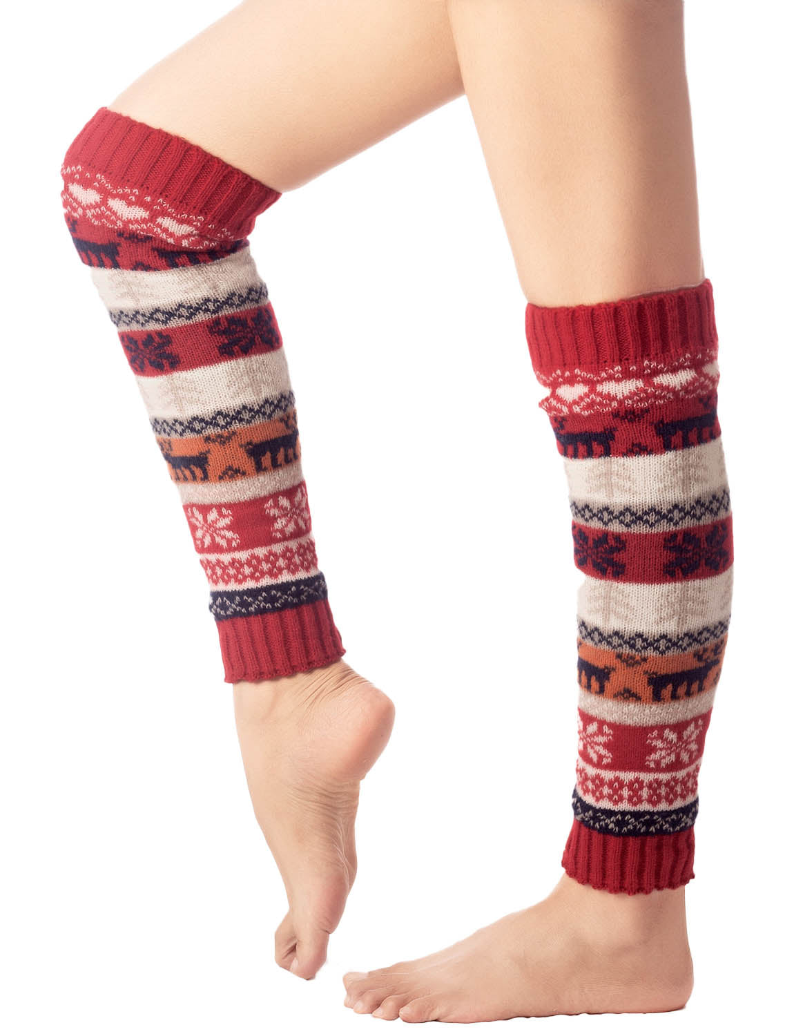 Women's Ballet Dancer Stitching Holiday Pattern Stretchy Leg Warmer