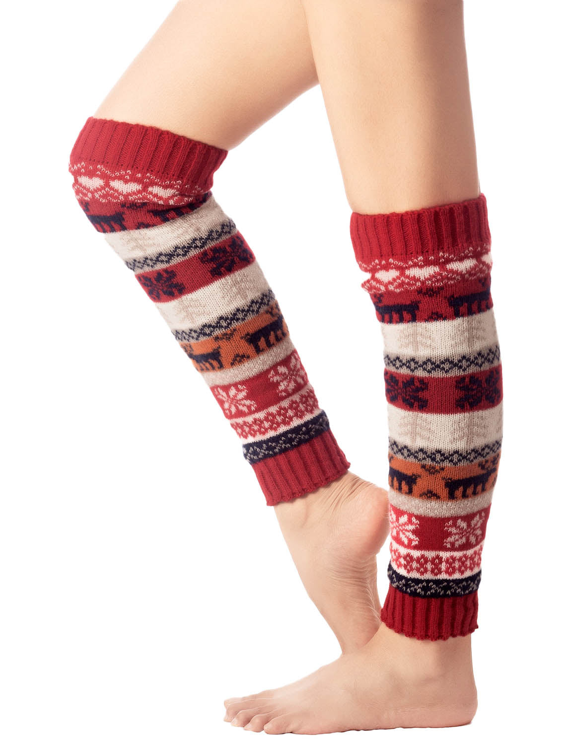 Women's Ballet Dancer Stitching Holiday Pattern Stretchy Leg Warmer