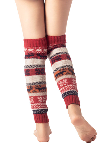 Women's Ballet Dancer Stitching Holiday Pattern Stretchy Leg Warmer