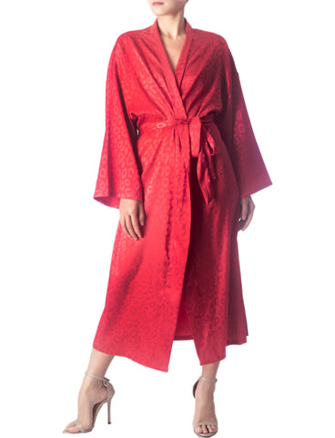 iB-iP Women's Dark Leopard Patterned Long Sleeve Fashion Stylish Long Robe