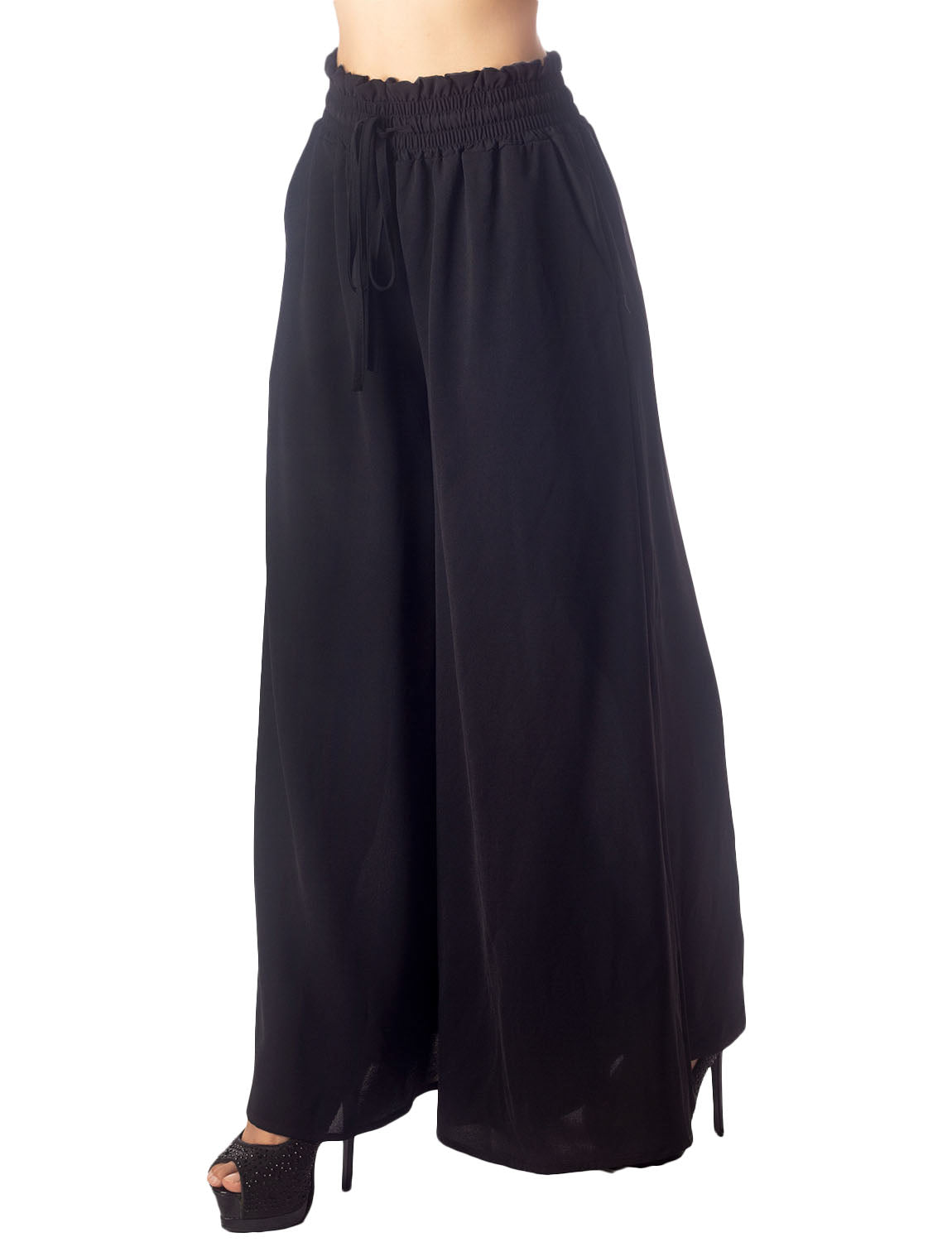 Women's Flare Pants Casual Cozy Relaxed High Waist Palazzo Trousers