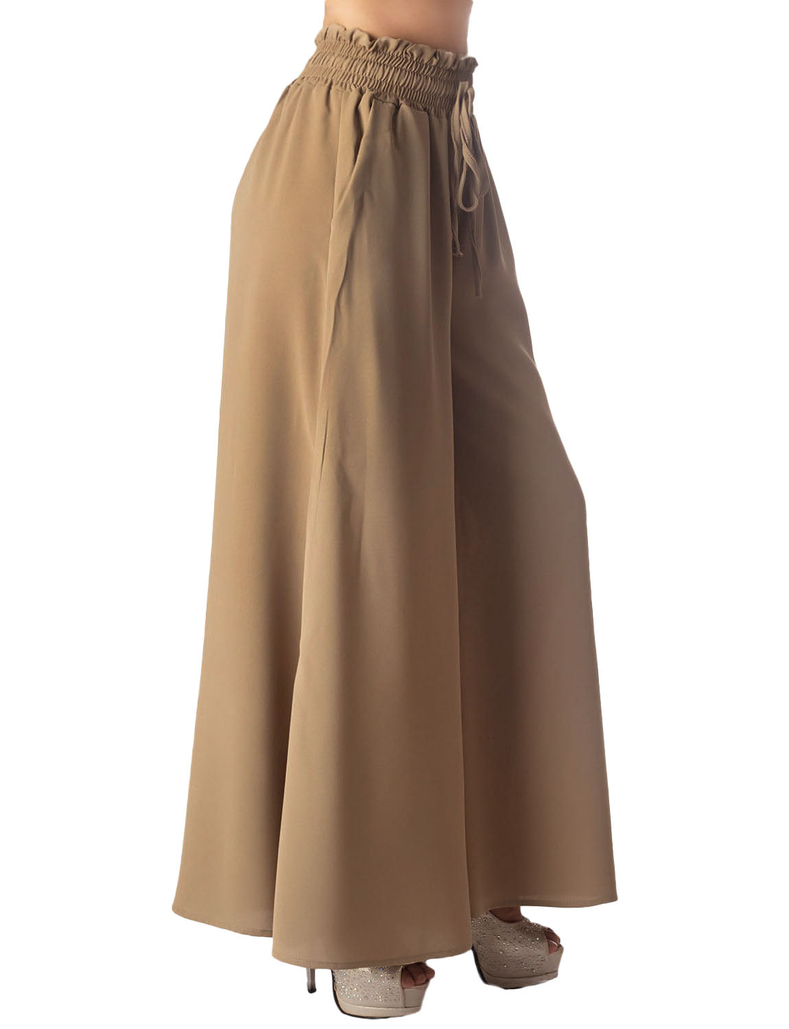 Women's Flare Pants Casual Cozy Relaxed High Waist Palazzo Trousers