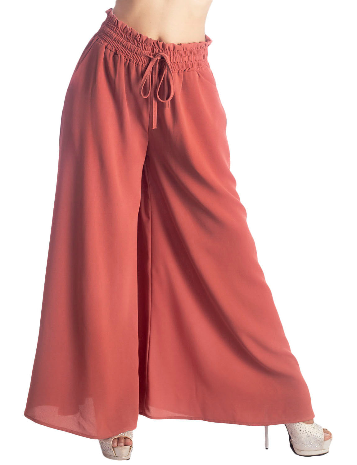 Women's Flare Pants Casual Cozy Relaxed High Waist Palazzo Trousers