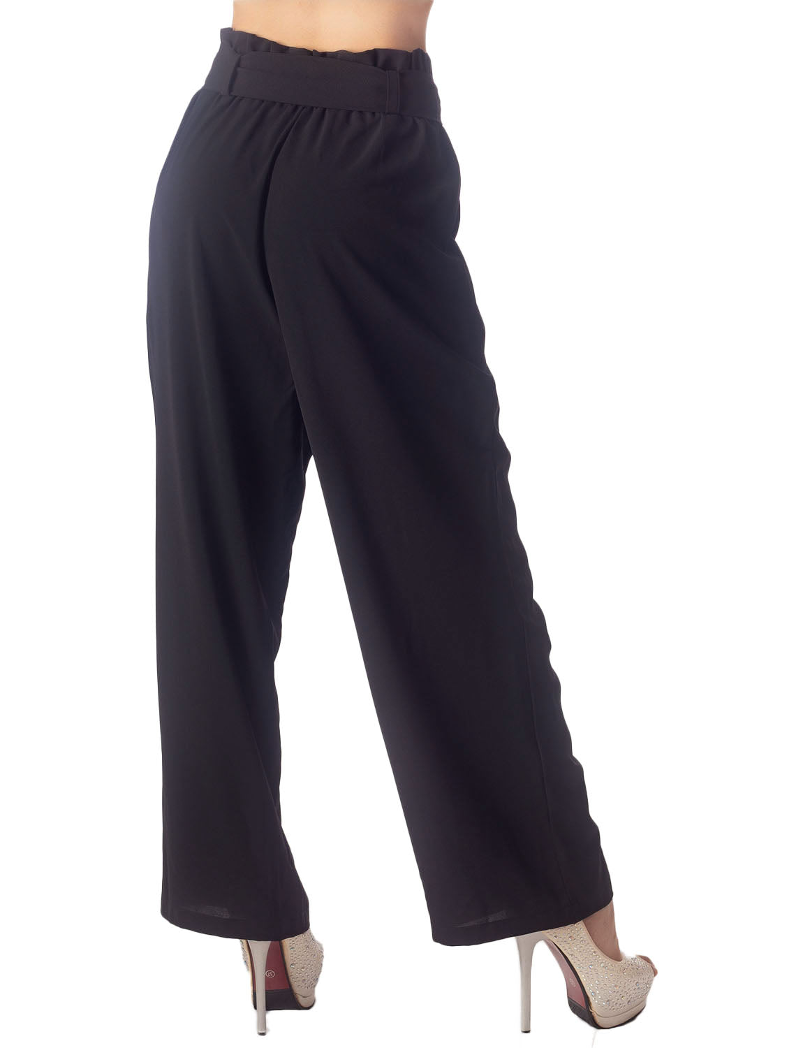 Women's Bow Belt High Waist Cozy Casual Relaxed Wide Leg Pants