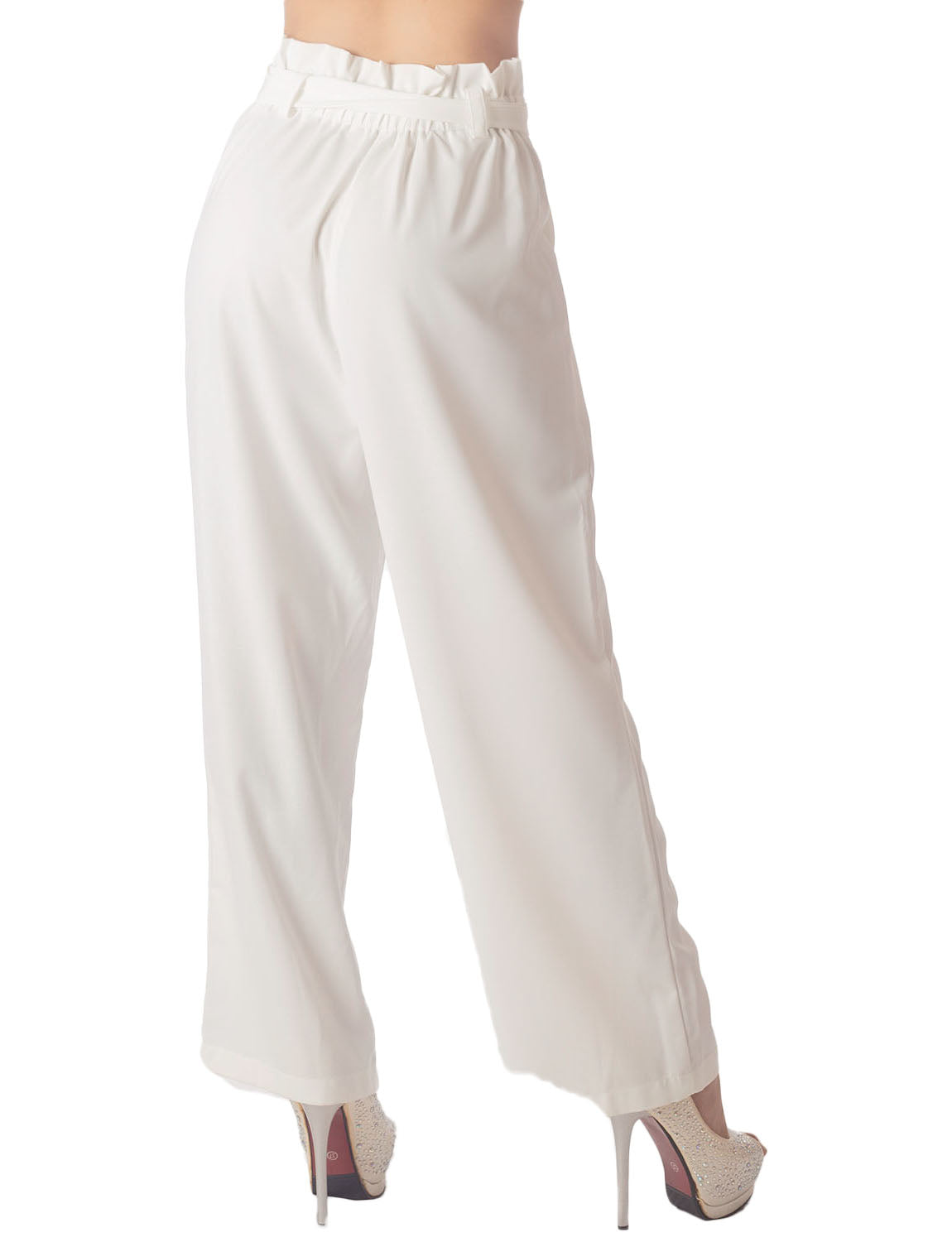 Women's Bow Belt High Waist Cozy Casual Relaxed Wide Leg Pants