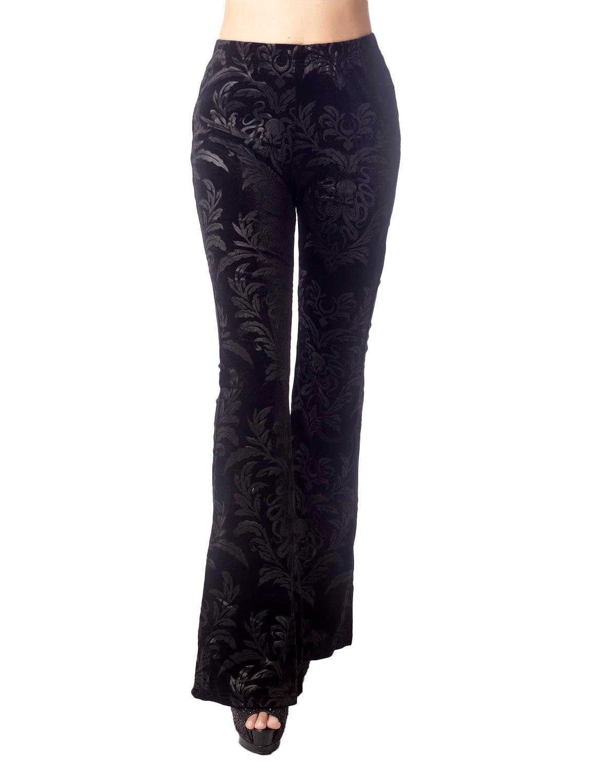 Women's Embossed Pants Patterned Slim Fit And Flare Wide Leg Trouser