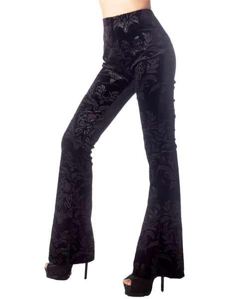 Women's Embossed Pants Patterned Slim Fit And Flare Wide Leg Trouser