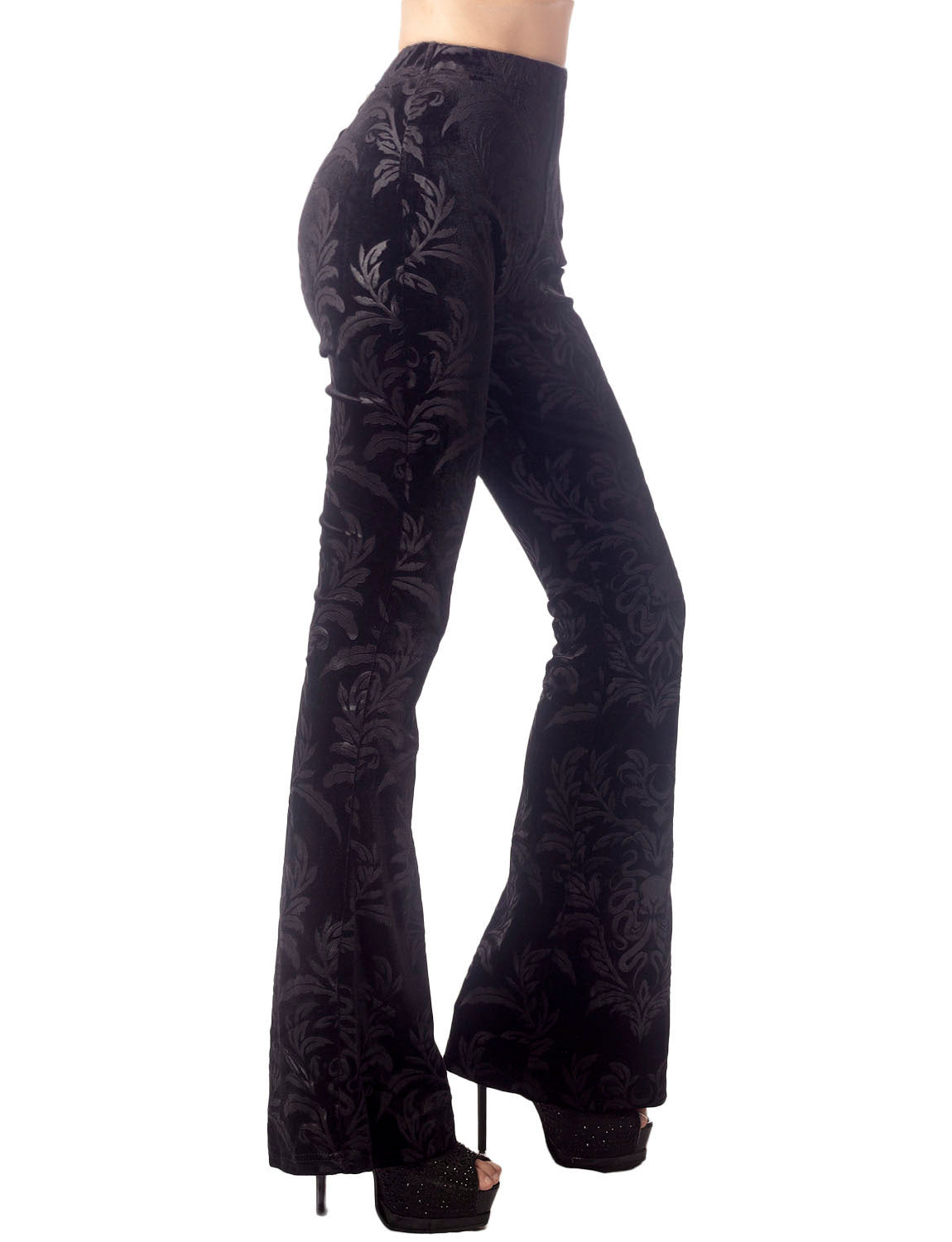 Women's Embossed Pants Patterned Slim Fit And Flare Wide Leg Trouser