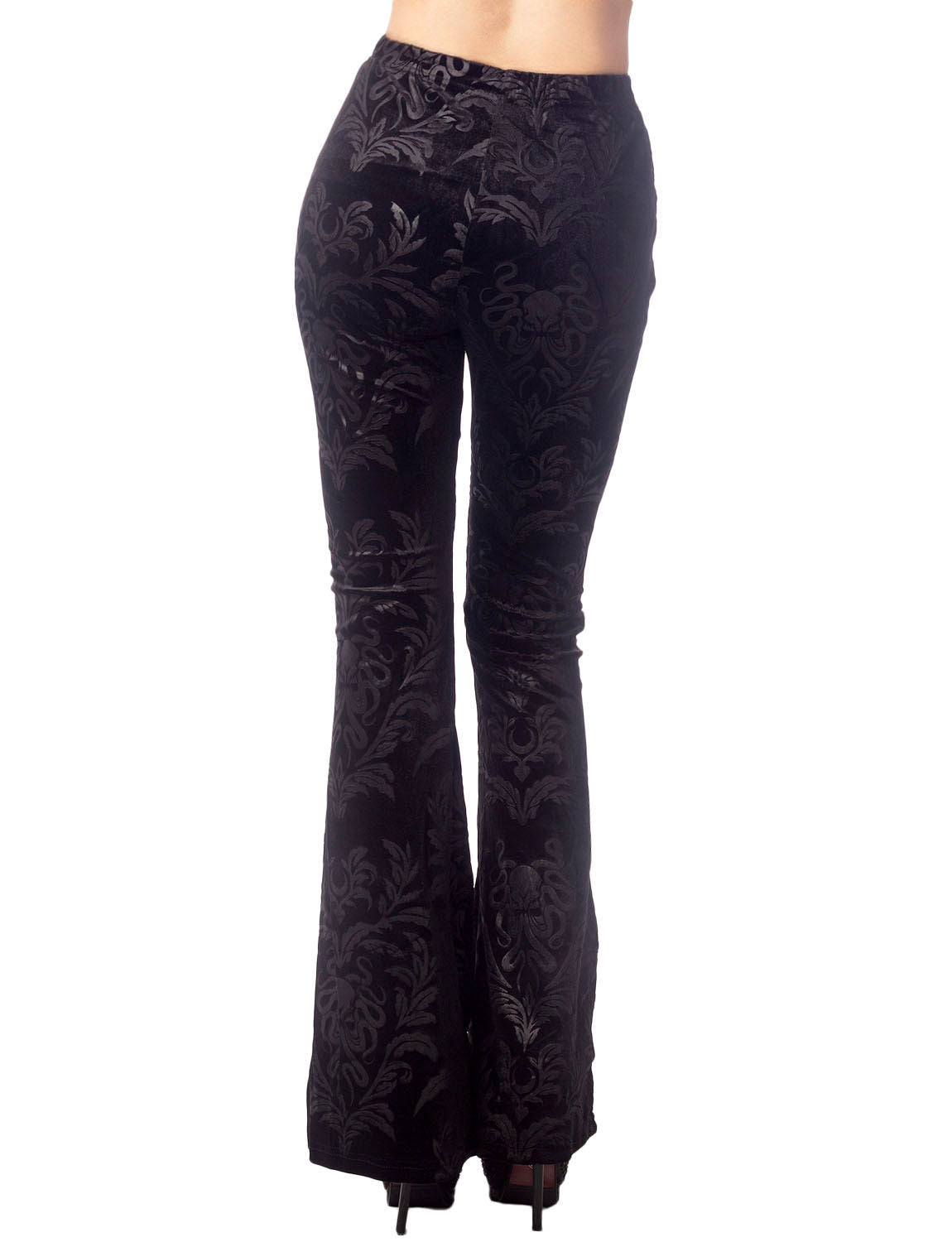 Women's Embossed Pants Patterned Slim Fit And Flare Wide Leg Trouser