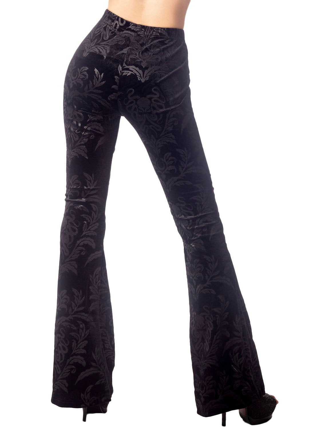 Women's Embossed Pants Patterned Slim Fit And Flare Wide Leg Trouser