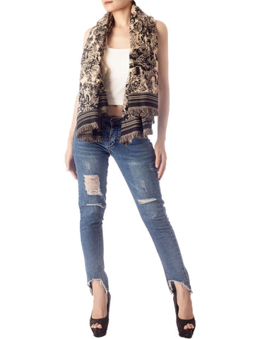 iB-iP Women's Warm Fringe Tassel Animal Print Oversized Large Wrap Scarf