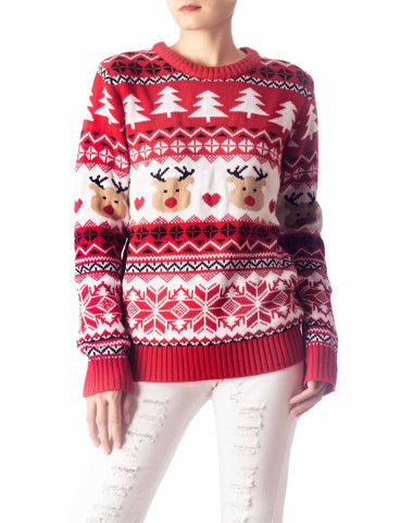 iB-iP Women's Cozy Christmas Casual Top Long Sleeve Pullover Sweater