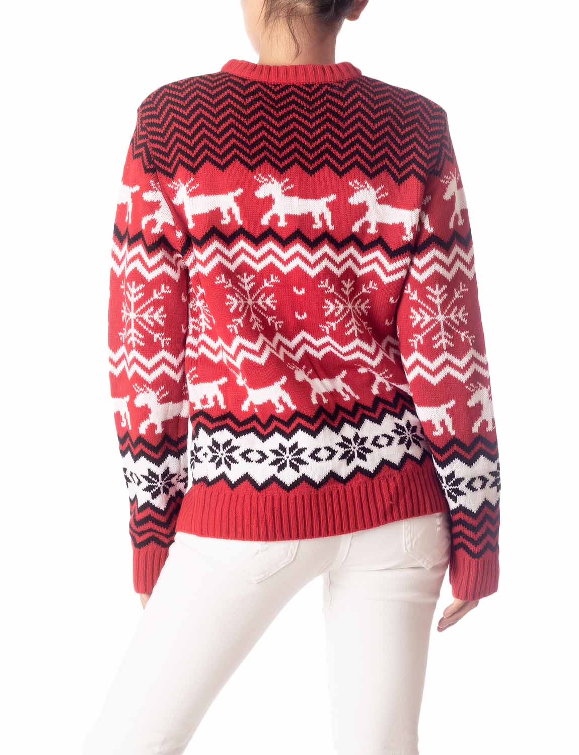 Women's Casual Christmas Reindeer Long Sleeve Top Pullover Sweater