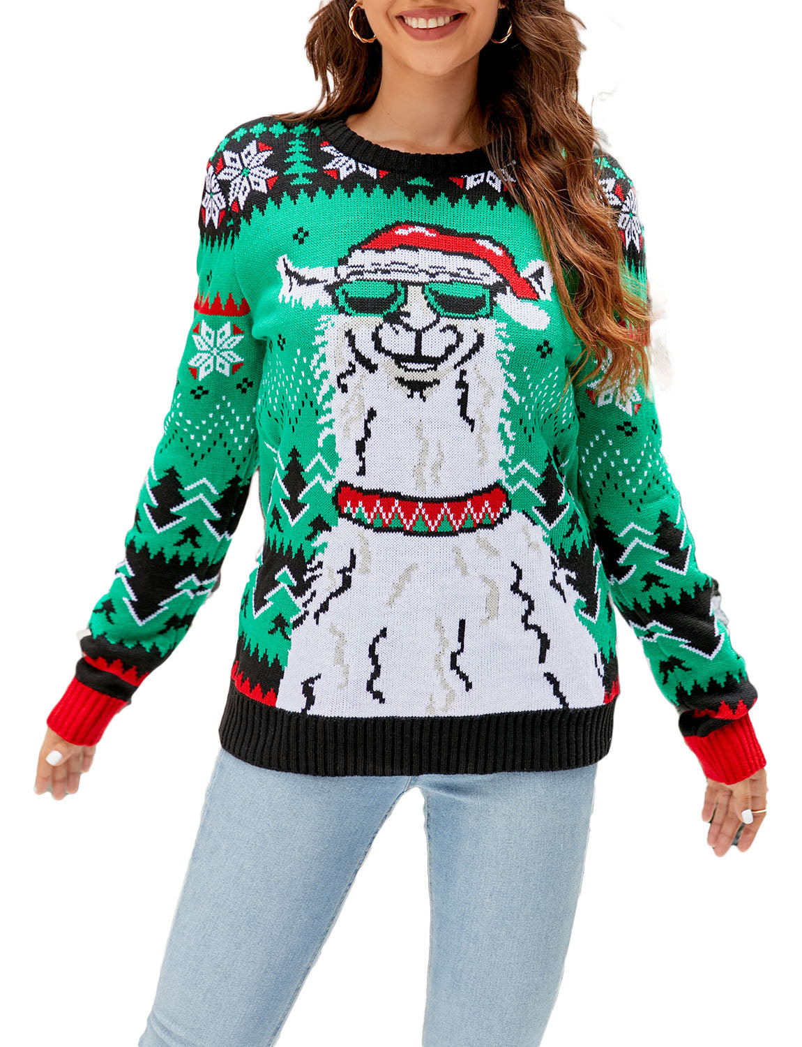 Women's Casual Christmas Snowman Long Sleeve Top Pullover Sweater