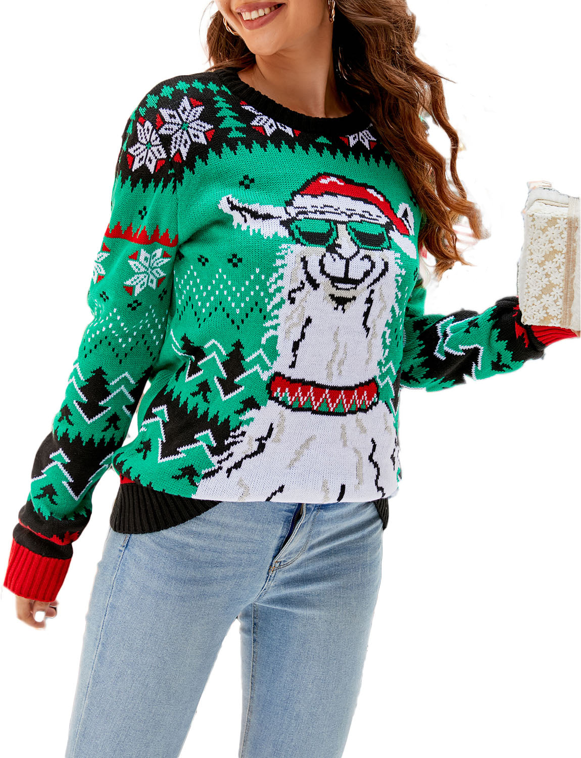 Women's Casual Christmas Snowman Long Sleeve Top Pullover Sweater