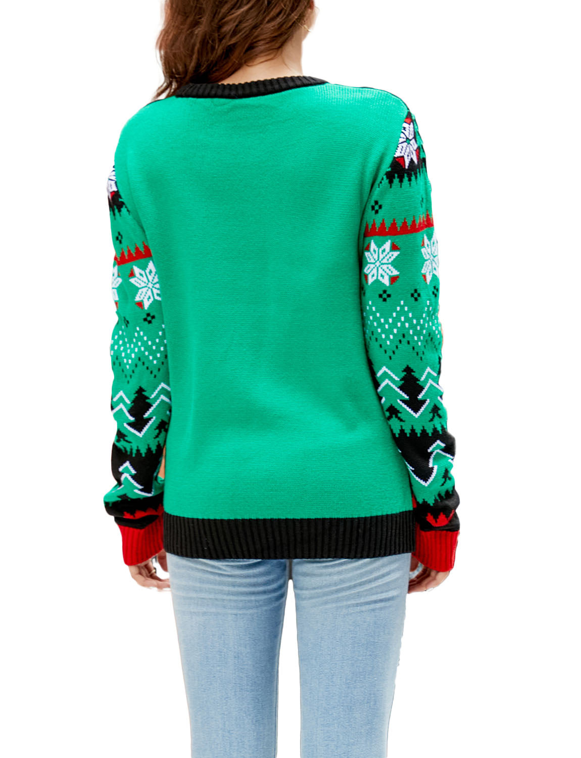 Women's Casual Christmas Snowman Long Sleeve Top Pullover Sweater