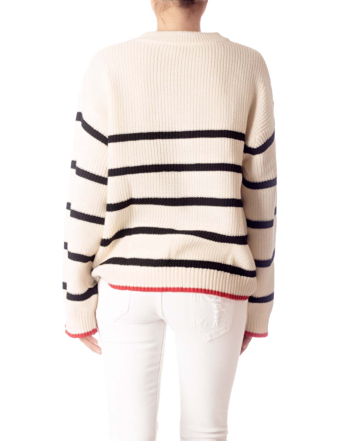 Women's Cozy Casual Top Long Sleeve Stripes Lightweight Pullover Sweater