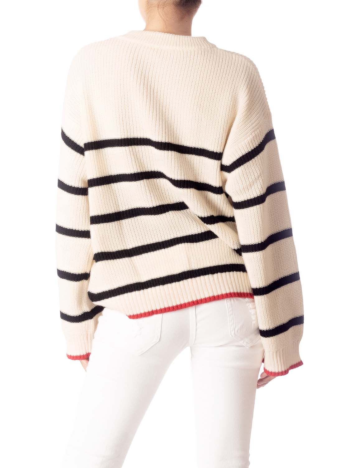 Women's Cozy Casual Top Long Sleeve Stripes Lightweight Pullover Sweater